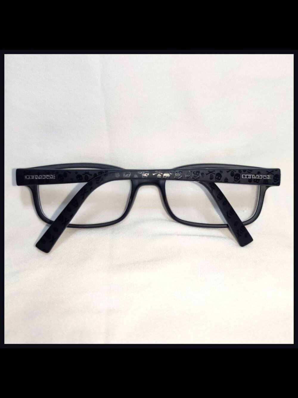 Converse K018 Kids Eyeglasses Matte Black Skull & Bones FRAMES ONLY 50-16-130